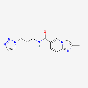 molecular formula C14H16N6O B5549161 2-methyl-N-[3-(1H-1,2,3-triazol-1-yl)propyl]imidazo[1,2-a]pyridine-6-carboxamide 
