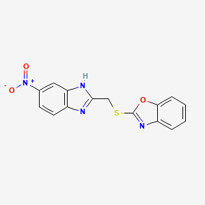 molecular formula C15H10N4O3S B5549169 2-{[(5-硝基-1H-苯并咪唑-2-基)甲基]硫代}-1,3-苯并恶唑 