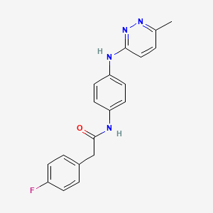 molecular formula C19H17FN4O B5549185 2-(4-fluorophenyl)-N-{4-[(6-methyl-3-pyridazinyl)amino]phenyl}acetamide 