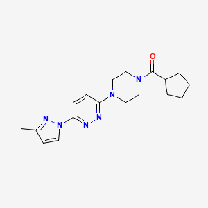 molecular formula C18H24N6O B5549190 3-[4-(cyclopentylcarbonyl)-1-piperazinyl]-6-(3-methyl-1H-pyrazol-1-yl)pyridazine 