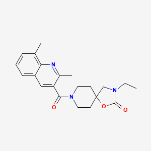 molecular formula C21H25N3O3 B5549198 8-[(2,8-dimethylquinolin-3-yl)carbonyl]-3-ethyl-1-oxa-3,8-diazaspiro[4.5]decan-2-one 