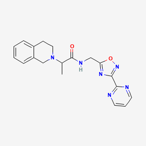molecular formula C19H20N6O2 B5549213 2-(3,4-dihydro-2(1H)-isoquinolinyl)-N-{[3-(2-pyrimidinyl)-1,2,4-oxadiazol-5-yl]methyl}propanamide 