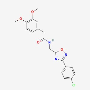 molecular formula C19H18ClN3O4 B5549256 N-{[3-(4-chlorophenyl)-1,2,4-oxadiazol-5-yl]methyl}-2-(3,4-dimethoxyphenyl)acetamide 