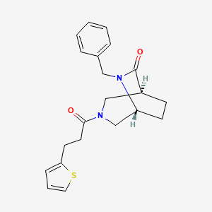 molecular formula C21H24N2O2S B5549269 (1S*,5R*)-6-benzyl-3-[3-(2-thienyl)propanoyl]-3,6-diazabicyclo[3.2.2]nonan-7-one 