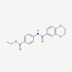 molecular formula C18H17NO5 B5549288 4-[(2,3-二氢-1,4-苯并二噁杂环-6-基羰基)氨基]苯甲酸乙酯 