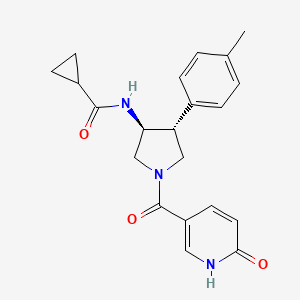 molecular formula C21H23N3O3 B5549355 N-{(3S*,4R*)-4-(4-methylphenyl)-1-[(6-oxo-1,6-dihydro-3-pyridinyl)carbonyl]-3-pyrrolidinyl}cyclopropanecarboxamide 