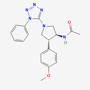 molecular formula C20H22N6O2 B5549365 N-[(3S*,4R*)-4-(4-methoxyphenyl)-1-(1-phenyl-1H-tetrazol-5-yl)-3-pyrrolidinyl]acetamide 