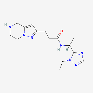 molecular formula C15H23N7O B5549399 N-[1-(1-ethyl-1H-1,2,4-triazol-5-yl)ethyl]-3-(4,5,6,7-tetrahydropyrazolo[1,5-a]pyrazin-2-yl)propanamide hydrochloride 