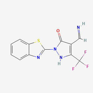 molecular formula C12H7F3N4OS B5549406 4-(aminomethylene)-2-(1,3-benzothiazol-2-yl)-5-(trifluoromethyl)-2,4-dihydro-3H-pyrazol-3-one 