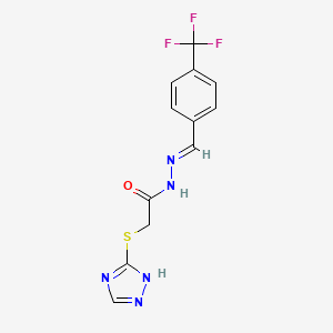 molecular formula C12H10F3N5OS B5549418 2-(1H-1,2,4-triazol-5-ylthio)-N'-[4-(trifluoromethyl)benzylidene]acetohydrazide 