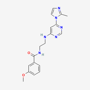 molecular formula C18H20N6O2 B5549433 3-methoxy-N-(2-{[6-(2-methyl-1H-imidazol-1-yl)-4-pyrimidinyl]amino}ethyl)benzamide 