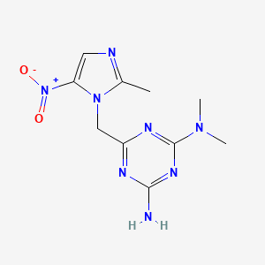 molecular formula C10H14N8O2 B5549435 N,N-二甲基-6-[(2-甲基-5-硝基-1H-咪唑-1-基)甲基]-1,3,5-三嗪-2,4-二胺 