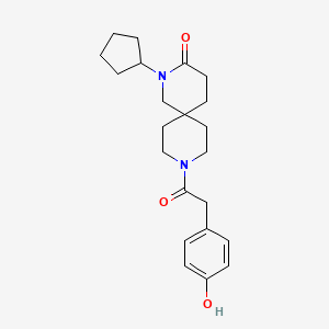 molecular formula C22H30N2O3 B5549462 2-环戊基-9-[(4-羟基苯基)乙酰]-2,9-二氮杂螺[5.5]十一烷-3-酮 