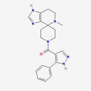 molecular formula C21H24N6O B5549478 5-甲基-1'-[(3-苯基-1H-吡唑-4-基)羰基]-1,5,6,7-四氢螺[咪唑[4,5-c]吡啶-4,4'-哌啶] 