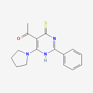 molecular formula C16H17N3OS B5549496 1-[2-phenyl-4-(1-pyrrolidinyl)-6-thioxo-1,6-dihydro-5-pyrimidinyl]ethanone 