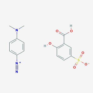 molecular formula C15H15N3O6S B055495 Benzenediazonium, 4-(dimethylamino)-, salt with 2-hydroxy-5-sulfobenzoic acid (1:1) CAS No. 124737-31-1