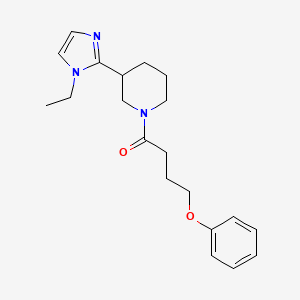 molecular formula C20H27N3O2 B5549508 3-(1-ethyl-1H-imidazol-2-yl)-1-(4-phenoxybutanoyl)piperidine 