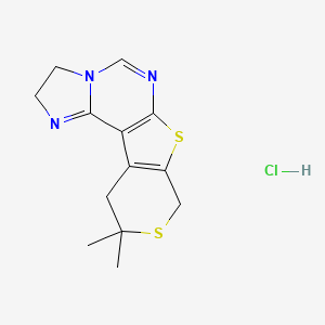 molecular formula C13H16ClN3S2 B5549554 10,10-dimethyl-2,3,10,11-tetrahydro-8H-imidazo[1,2-c]thiopyrano[4',3':4,5]thieno[3,2-e]pyrimidine hydrochloride 