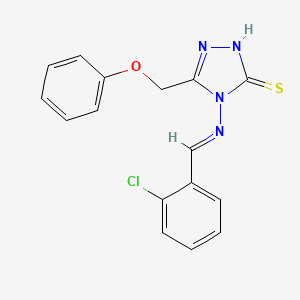 molecular formula C16H13ClN4OS B5549566 4-[(2-chlorobenzylidene)amino]-5-(phenoxymethyl)-4H-1,2,4-triazole-3-thiol 