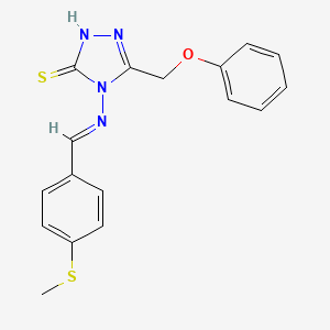 molecular formula C17H16N4OS2 B5549578 4-{[4-(methylthio)benzylidene]amino}-5-(phenoxymethyl)-4H-1,2,4-triazole-3-thiol 