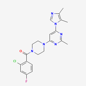 molecular formula C21H22ClFN6O B5549601 4-[4-(2-chloro-4-fluorobenzoyl)-1-piperazinyl]-6-(4,5-dimethyl-1H-imidazol-1-yl)-2-methylpyrimidine 