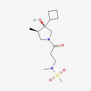 molecular formula C14H26N2O4S B5549617 N-{3-[(3R*,4R*)-3-环丁基-3-羟基-4-甲基吡咯烷-1-基]-3-氧代丙基}-N-甲基甲磺酰胺 