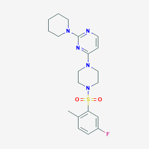 molecular formula C20H26FN5O2S B5549624 4-{4-[(5-氟-2-甲苯基)磺酰基]-1-哌嗪基}-2-(1-哌啶基)嘧啶 