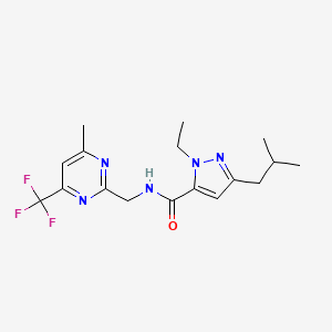 molecular formula C17H22F3N5O B5549641 1-ethyl-3-isobutyl-N-{[4-methyl-6-(trifluoromethyl)-2-pyrimidinyl]methyl}-1H-pyrazole-5-carboxamide 