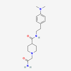 molecular formula C18H28N4O2 B5549643 1-(2-amino-2-oxoethyl)-N-{2-[4-(dimethylamino)phenyl]ethyl}-4-piperidinecarboxamide 