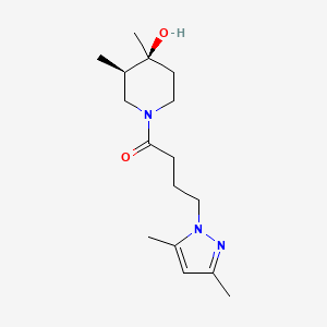 (3R*,4S*)-1-[4-(3,5-dimethyl-1H-pyrazol-1-yl)butanoyl]-3,4-dimethylpiperidin-4-ol