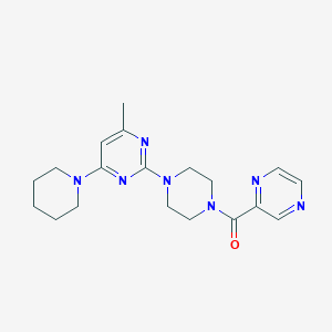 molecular formula C19H25N7O B5549686 4-methyl-6-(1-piperidinyl)-2-[4-(2-pyrazinylcarbonyl)-1-piperazinyl]pyrimidine 