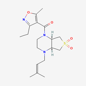molecular formula C18H27N3O4S B5549687 (4aS*,7aR*)-1-[(3-乙基-5-甲基-4-异恶唑基)羰基]-4-(3-甲基-2-丁烯-1-基)八氢噻吩并[3,4-b]吡嗪 6,6-二氧化物 
