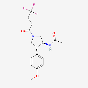 molecular formula C17H21F3N2O3 B5549699 N-[(3S*,4R*)-4-(4-methoxyphenyl)-1-(4,4,4-trifluorobutanoyl)-3-pyrrolidinyl]acetamide 