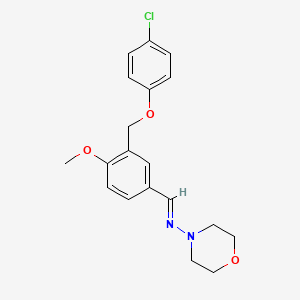 molecular formula C19H21ClN2O3 B5549744 N-{3-[(4-氯苯氧基)甲基]-4-甲氧基苄叉亚甲基}-4-吗啉胺 