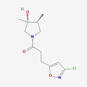 molecular formula C12H17ClN2O3 B5549830 (3R*,4R*)-1-[3-(3-chloroisoxazol-5-yl)propanoyl]-3,4-dimethylpyrrolidin-3-ol 