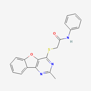 molecular formula C19H15N3O2S B5549847 2-[(2-甲基[1]苯并呋喃[3,2-d]嘧啶-4-基)硫代]-N-苯乙酰胺 