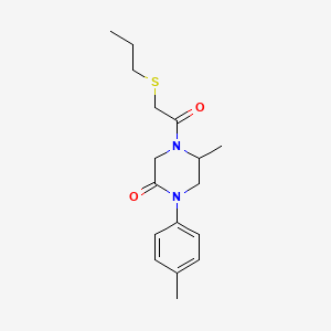molecular formula C17H24N2O2S B5549855 5-methyl-1-(4-methylphenyl)-4-[(propylthio)acetyl]-2-piperazinone 