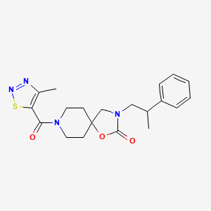 molecular formula C20H24N4O3S B5549935 8-[(4-甲基-1,2,3-噻二唑-5-基)羰基]-3-(2-苯丙基)-1-氧杂-3,8-二氮杂螺[4.5]癸烷-2-酮 