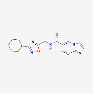 molecular formula C17H19N5O2 B5549945 N-[(3-cyclohexyl-1,2,4-oxadiazol-5-yl)methyl]imidazo[1,2-a]pyridine-6-carboxamide 