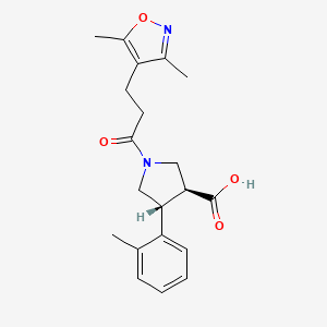 molecular formula C20H24N2O4 B5549964 (3S*,4R*)-1-[3-(3,5-dimethylisoxazol-4-yl)propanoyl]-4-(2-methylphenyl)pyrrolidine-3-carboxylic acid 