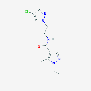 molecular formula C13H18ClN5O B5549992 N-[2-(4-氯-1H-吡唑-1-基)乙基]-5-甲基-1-丙基-1H-吡唑-4-甲酰胺 