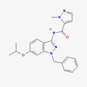 molecular formula C22H23N5O2 B5550013 N-(1-benzyl-6-isopropoxy-1H-indazol-3-yl)-1-methyl-1H-pyrazole-5-carboxamide 