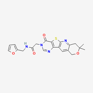 molecular formula C21H20N4O4S B5550067 2-(8,8-dimethyl-4-oxo-7,10-dihydro-8H-pyrano[3'',4'':5',6']pyrido[3',2':4,5]thieno[3,2-d]pyrimidin-3(4H)-yl)-N-(2-furylmethyl)acetamide 