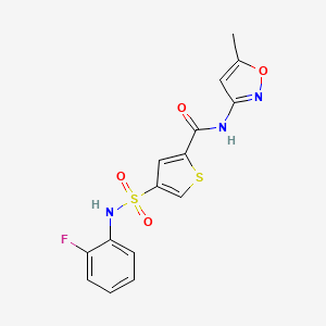 molecular formula C15H12FN3O4S2 B5550090 4-{[(2-fluorophenyl)amino]sulfonyl}-N-(5-methyl-3-isoxazolyl)-2-thiophenecarboxamide 