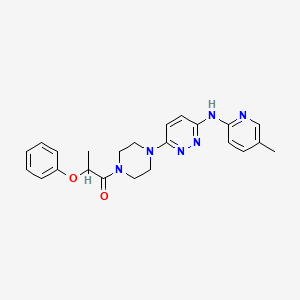 molecular formula C23H26N6O2 B5550091 N-(5-methyl-2-pyridinyl)-6-[4-(2-phenoxypropanoyl)-1-piperazinyl]-3-pyridazinamine 