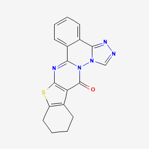 molecular formula C18H13N5OS B5550115 10,11,12,13-tetrahydro-14H-[1]benzothieno[2',3':4,5]pyrimido[2,1-a][1,2,4]triazolo[4,3-c]phthalazin-14-one 