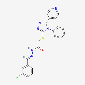 molecular formula C22H17ClN6OS B5550128 N'-(3-氯苄叉亚甲基)-2-{[4-苯基-5-(4-吡啶基)-4H-1,2,4-三唑-3-基]硫代}乙酰肼 