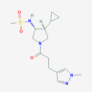molecular formula C15H24N4O3S B5550163 N-{(3R*,4S*)-4-cyclopropyl-1-[3-(1-methyl-1H-pyrazol-4-yl)propanoyl]-3-pyrrolidinyl}methanesulfonamide 