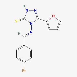 molecular formula C13H9BrN4OS B5550164 4-[(4-bromobenzylidene)amino]-5-(2-furyl)-4H-1,2,4-triazole-3-thiol 