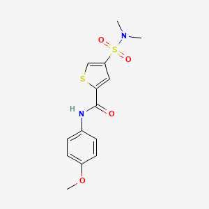 molecular formula C14H16N2O4S2 B5550184 4-[(dimethylamino)sulfonyl]-N-(4-methoxyphenyl)-2-thiophenecarboxamide 